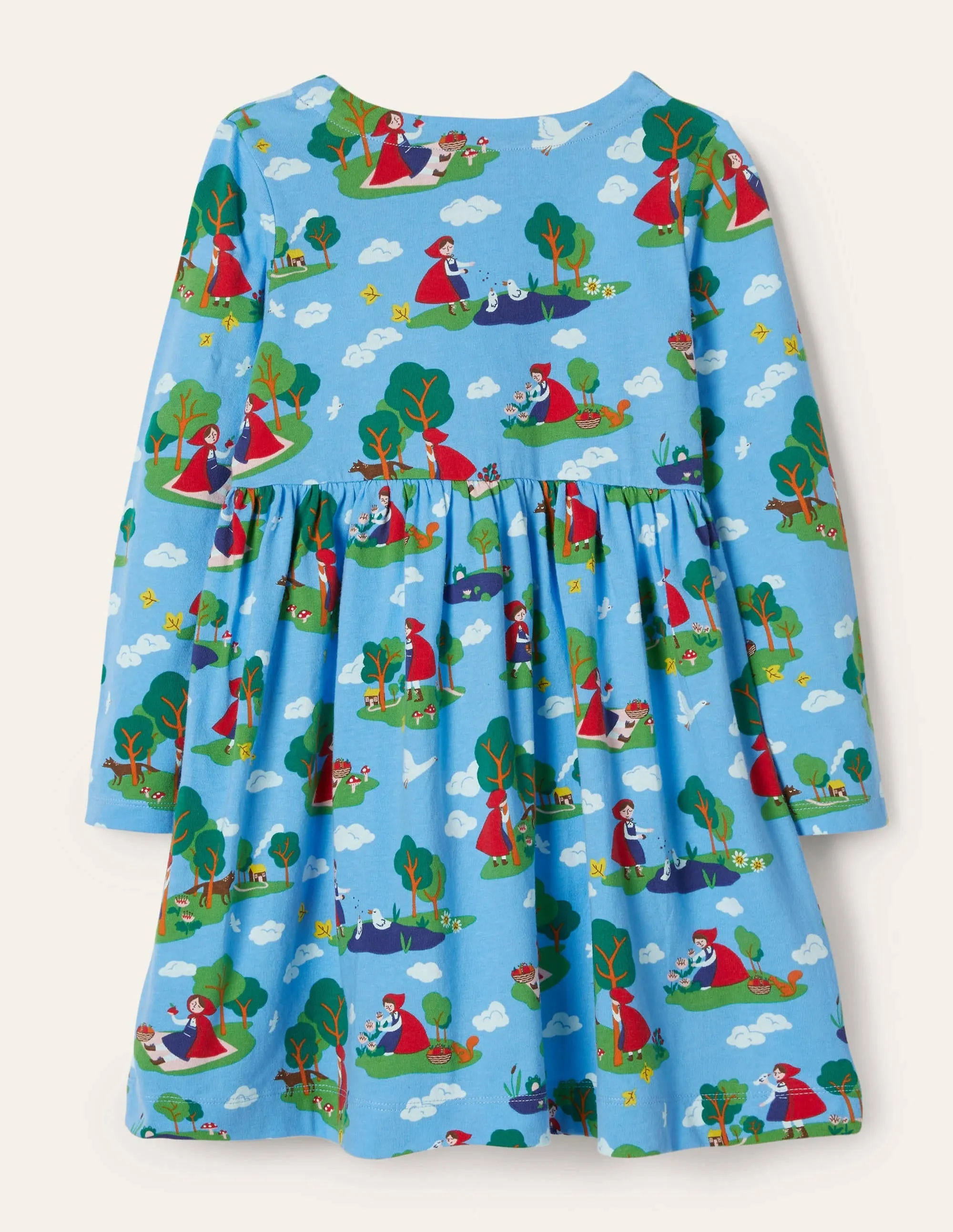 Long Sleeve Fun Jersey Dress-Surfboard Blue Red Riding Hood