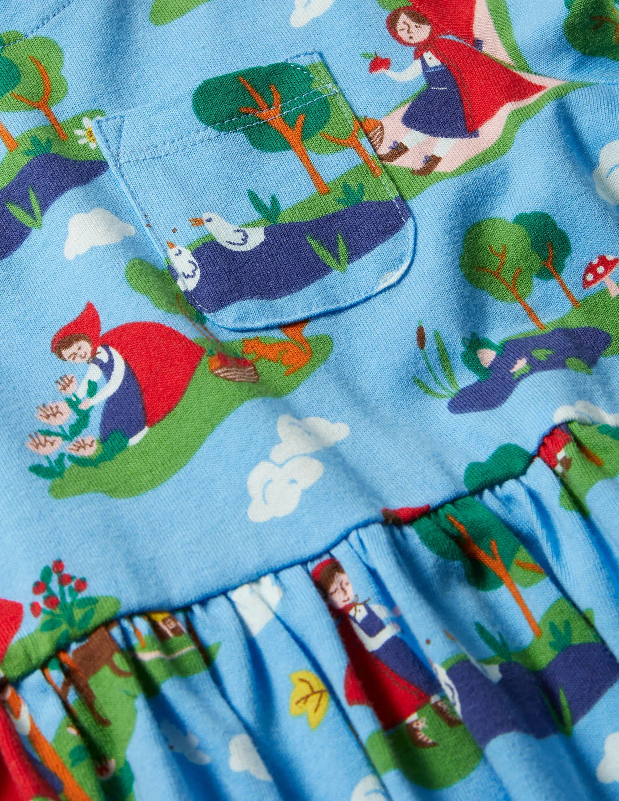 Long Sleeve Fun Jersey Dress-Surfboard Blue Red Riding Hood