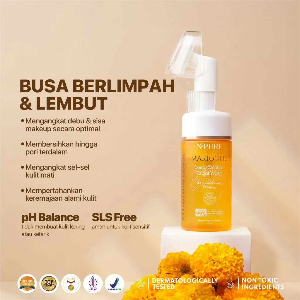 NPURE Facial Wash Marigold/ Deep-Cleanse / Anti Aging Facial Wash / Sabun Wajah Natural