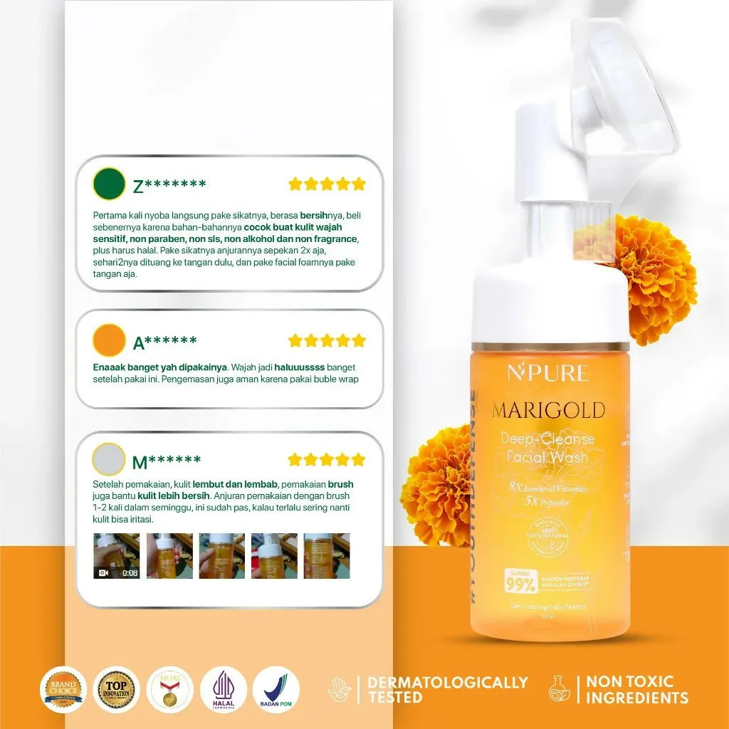 NPURE Facial Wash Marigold/ Deep-Cleanse / Anti Aging Facial Wash / Sabun Wajah Natural